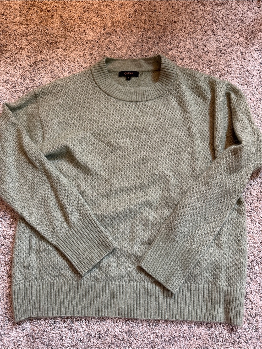 Quince Women’s Crewneck Textured Sweater - Sage Green - Small